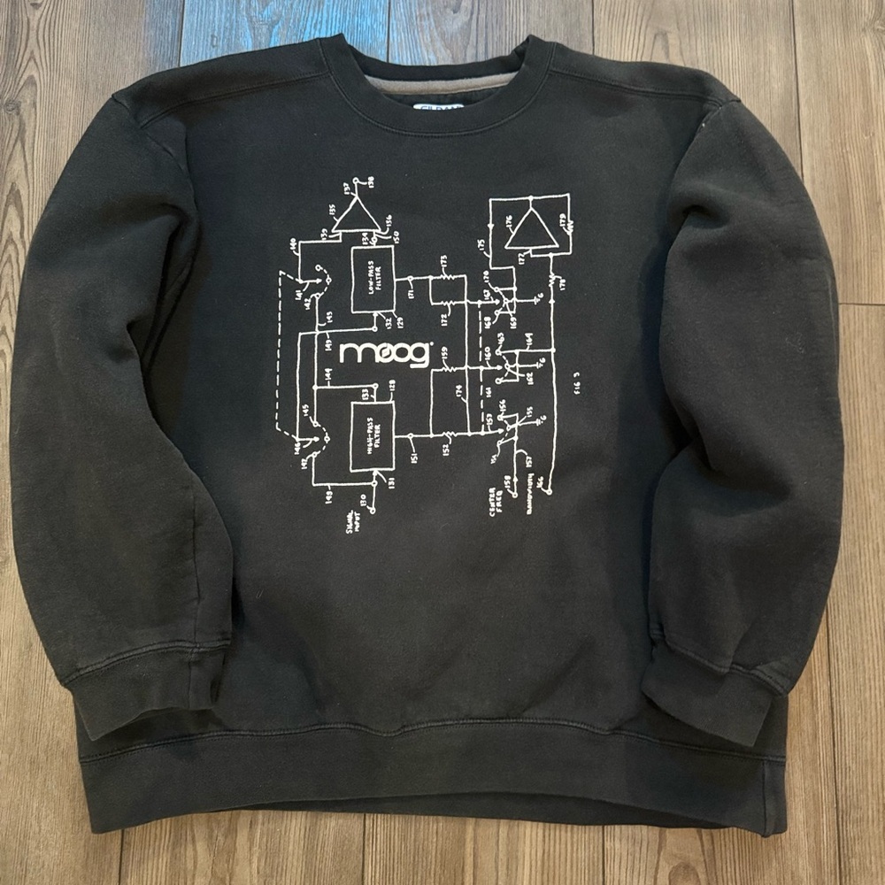 Gildan Moog Synthesizer Schematic Sweatshirt Black Mens Large Unisex